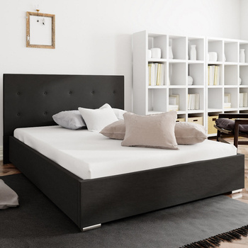 Bejar gepolstertes Bett 160x200 schwarz mit modernem Kopfteil ideal für Schlafzimmer