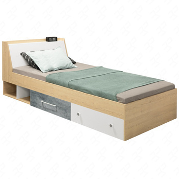 Bett mit Schubladen Cary 120x200 cm Biskuit Eiche / weiß / Beton modernes Design Bett Umrandung mit speziellen ABS-Furnier Lagerung im Kopfteil beendet