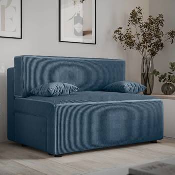 Brandon Schlafsofa blau modernes Design und breite Funktionalität dreidimensionalen Stoff mit ausdrucksvollen Streifen