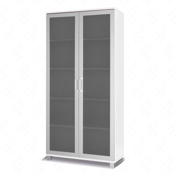 Breiter Schrank Maximus 100 cm Weiß modernes Design Einfassung mit speziellen Furnierelementen aus sicherem gehärtetem Glas beendet