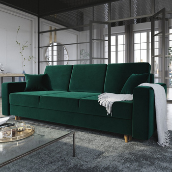 Das Sofa Kent mit Schlaffunktion in Flaschengrün im traditionellen und skandinavischen Stil passt perfekt in jedes Interieur und verleiht Finesse und Charakter