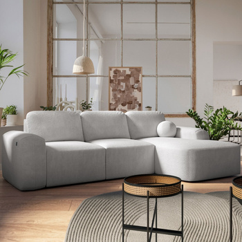 Ecksofa mit Schlaffunktion Arbon graue Esche rechte Ecke modernes Design mit besonderer Form weicher Stoff