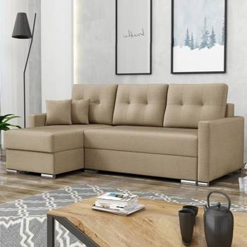 Ecksofa mit Schlaffunktion Neron beige linke Seite garantiert höchsten Komfort und Funktionalität