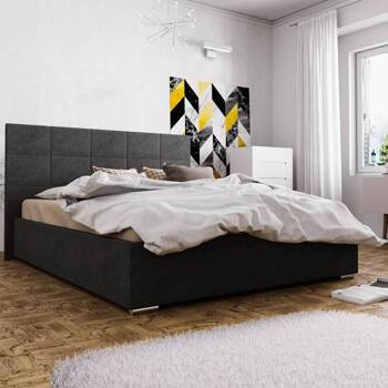 Eljas gepolstertes Bett 160x200 schwarz mit modernem Kopfteil ideal für Schlafzimmer