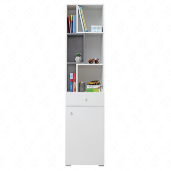 Epsilon Bücherregal 45 cm weiß / Beton ideal für Jugendzimmer stilvolle und funktionale Bücherregal mit Schublade