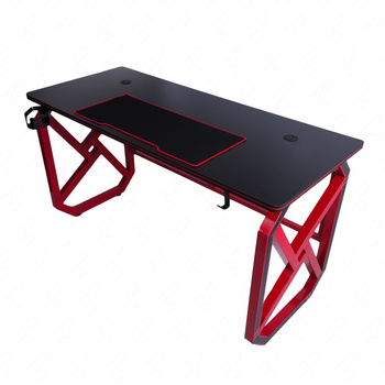 Frag gaming desk schwarz/rot funktioneller und ergonomischer Schreibtisch minimalistisches Möbeldesign unterstützt durch eine stabile Konstruktion