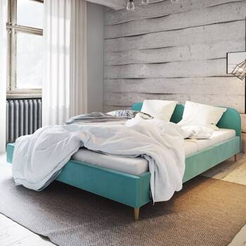 Ivrea 140x200 blau gepolstertes Bett mit Kopfteil im modernen Stil ideal für Schlafzimmer