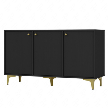 Kioto I 125 cm schwarz graphit minimalistische form ideale kommode für schlafzimmer, wohnzimmer oder jugendzimmer gold accessoires