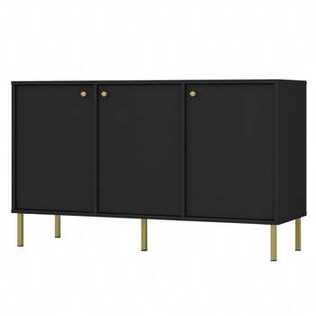 Kioto II 125 cm schwarz graphit minimalistische form ideale kommode für schlafzimmer, wohnzimmer oder jugendzimmer goldene griffe