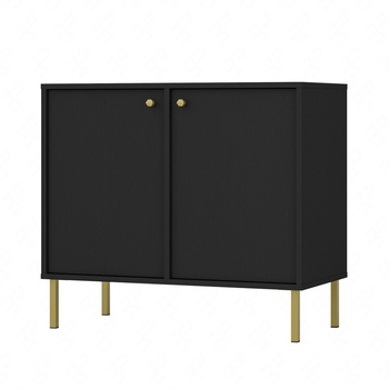 Kioto II Kommode 84 cm schwarz graphit minimalistisches Design perfekter Vorschlag für eine Kommode für das Schlafzimmer oder Wohnzimmer Goldgriffe