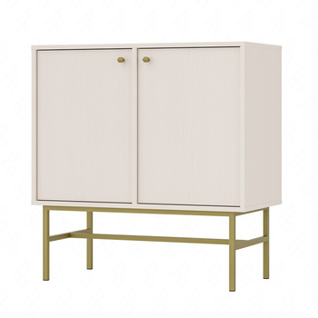 Kioto III Kommode 84 cm beige minimalistisches Design perfekt für das Schlafzimmer oder Wohnzimmer goldene Griffe stabiler Rahmen