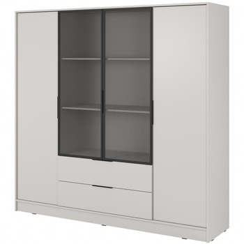 Kleiderschrank Corse 206 cm beige modernes Design Kleiderschrank mit Glasfronten ideal für Schlafzimmer Kleiderschrank und Büro Kleiderschrank mit Regalen