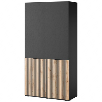 Kleiderschrank Sandbox 101 cm schwarz / Eiche wotan eleganter und funktioneller Kleiderschrank mit geriffelten Fronten ein Möbelstück aus der modularen Schrankkollektion