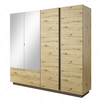 Kleiderschrank mit Spiegel Adria 220 cm Eiche artisan / grau graphit modernes Möbeldesign Kleiderschrankkanten mit einem speziellen ABS-Furnier verarbeitet