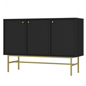 Kommode Kioto III 125 cm schwarz graphit minimalistische Form ideale Kommode für Schlafzimmer oder Jugendzimmer stabiler Goldrahmen