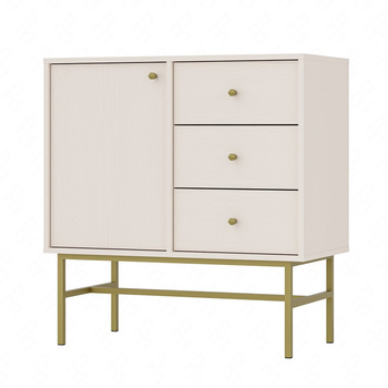 Kommode Kioto III 84 cm beige modernes Design dezente goldene Griffe Metallrahmen ideale Kommode für das Wohnzimmer