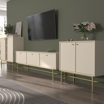 Möbel Kioto III beige stilvolles Design Wohnzimmer Möbel elegante Möbel durch eine goldene Metallrahmen subtilen Griffe unterstützt