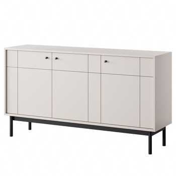 Modesta 154 cm Kommode beige schlichtes Design perfekte Kommode für Wohnzimmer oder Schlafzimmer im japanischen Stil hohe Holzbeine