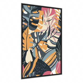 Poster bunte tropische Blätter 70x100 gerahmtes Poster präziser Druck mit stilvoller Grafik perfekte Dekoration für Wohnzimmer oder Schlafzimmer