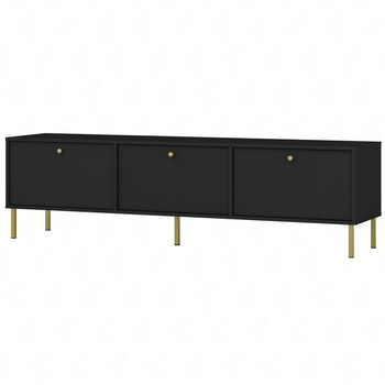 RTV Schrank Kioto II 180 cm schwarz graphit stilvolles Design Metall goldene Beine Schrank mit nach unten öffnenden Türen