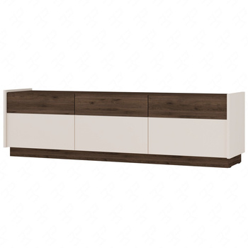 RTV-Schrank Kobe 173 cm beige / okapi nussbaum stilvoller TV-Schrank mit Schubladen ABS-Kante push to open system