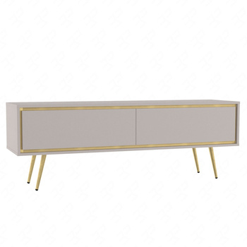 RTV-Schrank Nevea 150 cm beige eleganter Schrank in dezenten Farben originelle Dekoration für jedes Interieur stabile goldene Beine