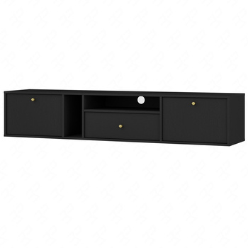 RTV-Wandschrank Kioto IV 180 cm schwarz graphit eleganter Schrank in zeitlosen Farben dezente Goldgriffe