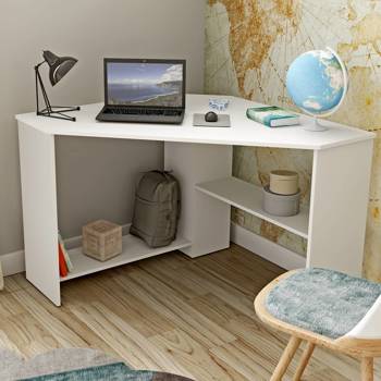 Rino Eckschreibtisch 80x80 cm weiß stilvoll und funktionell für das Büro, Arbeitszimmer oder Jugendzimmer