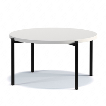 Runder Couchtisch 84 cm Sampi weiß zeitloses und leichtes Design solides Metallgestell idealer Tisch für jede Umgebung