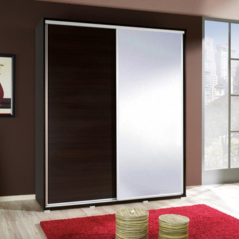 Schiebeschrank mit Spiegel Penelope 155 cm kastanie wenge modernes schrankdesign aluminium türführungen und laufsystem