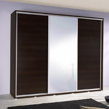 Schiebeschrank mit Spiegel Penelope 255 cm kastanie wenge modernes schrankdesign aluminium türführungen und laufsystem