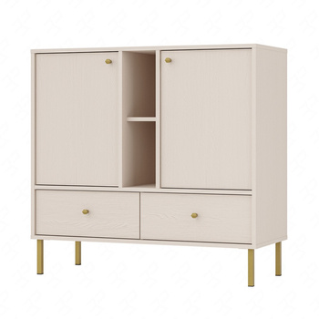 Schubladenkommode Kioto II 100 cm beige modernes Design Metall hohe Beine in Gold originelles Design Kommode