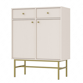 Schubladenkommode Kioto III 84 cm beige ideale Kommode für Wohn- oder Schlafzimmer im modernen Stil goldener Metallrahmen