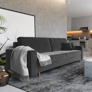 Sofa mit Schlaffunktion Ines grau im traditionellen und skandinavischen Stil passt perfekt in jede Einrichtung und verleiht Finesse und Charakter