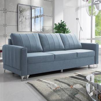 Sofa mit Schlaffunktion Wolos blau flecken- und kratzfest bequem zum Entspannen