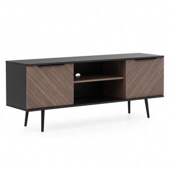 TV-Schrank Tullio 150 cm schwarz graphit / Kapitänsdeck eleganter Schrank in Originalfarben Metallkantengriffe