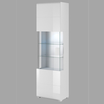 Vitrine Toledo 61 cm Weiß/Weiß Hochglanz hochwertige Qualität großartiger Vorschlag für Wohnzimmer oder Wohnbereich