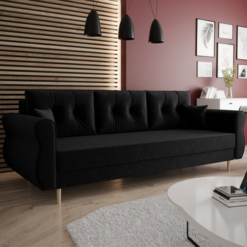 Wilkins Schlafsofa schwarz elegantes Sofa für skandinavischen Stil Wohnzimmer gebogenen Seiten hinzufügen Charakter