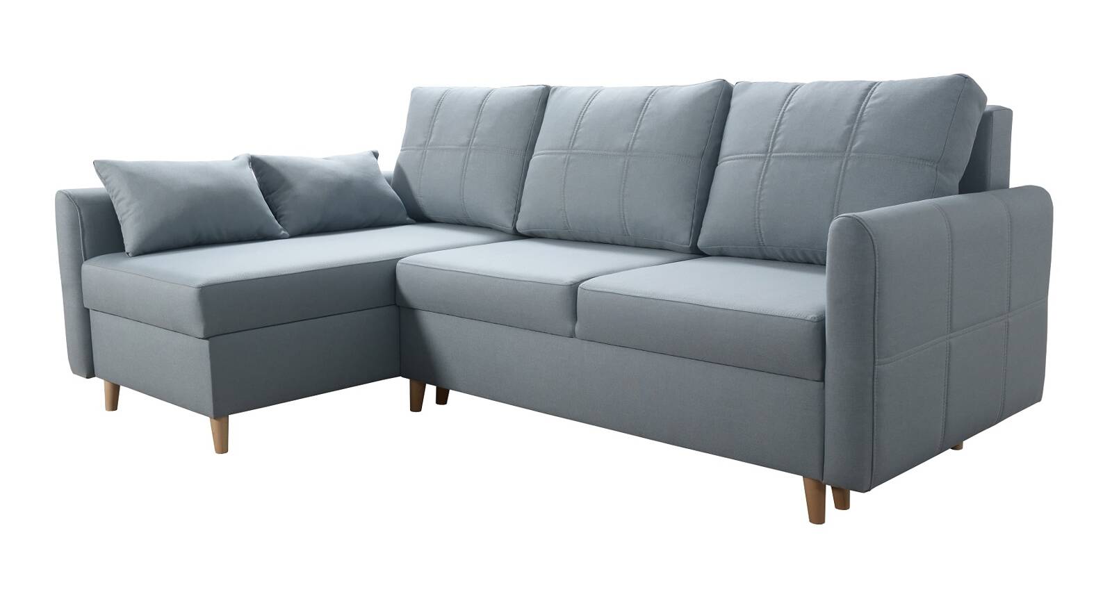 Ecksofa mit Schlaffunktion Nuoro arctic blue links modernes Design im  skandinavischen Stil, das sich in jede Einrichtung einfügt | Unsere Möbel  für alle - 24unseremoebel