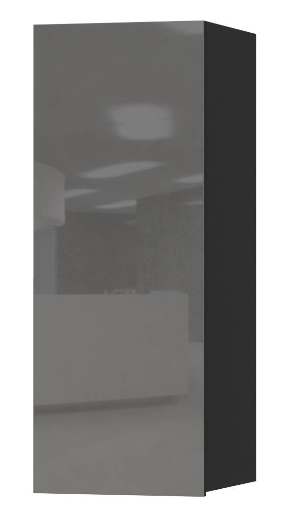 Hängeschrank Helio 35 gibt für 24unseremoebel alle Glas Unsere Wohn- dem moderne Charakter und stilvollen - cm Form Esszimmer für Möbel schwarz/grau Interieur besonderen einen Schliff | das