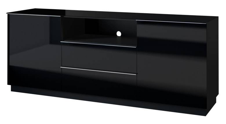 Kommode Helio 180 cm schwarz / schwarzes Glas modernistisches Design und  moderne Form der Möbel optisch vergrößert den Innenraum | Unsere Möbel für  alle - 24unseremoebel