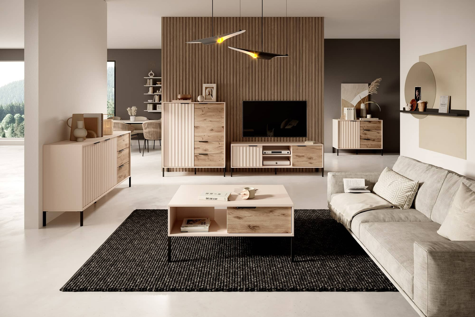 revi möbelset beige / eiche wikinger modernes design wohnzimmer