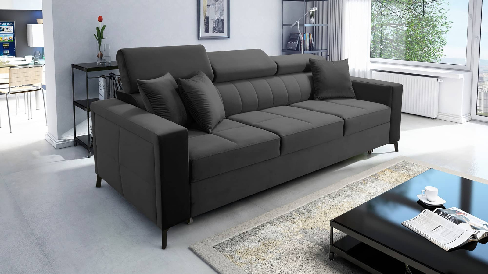 Nausa Sofa mit Schlaffunktion in Graphit