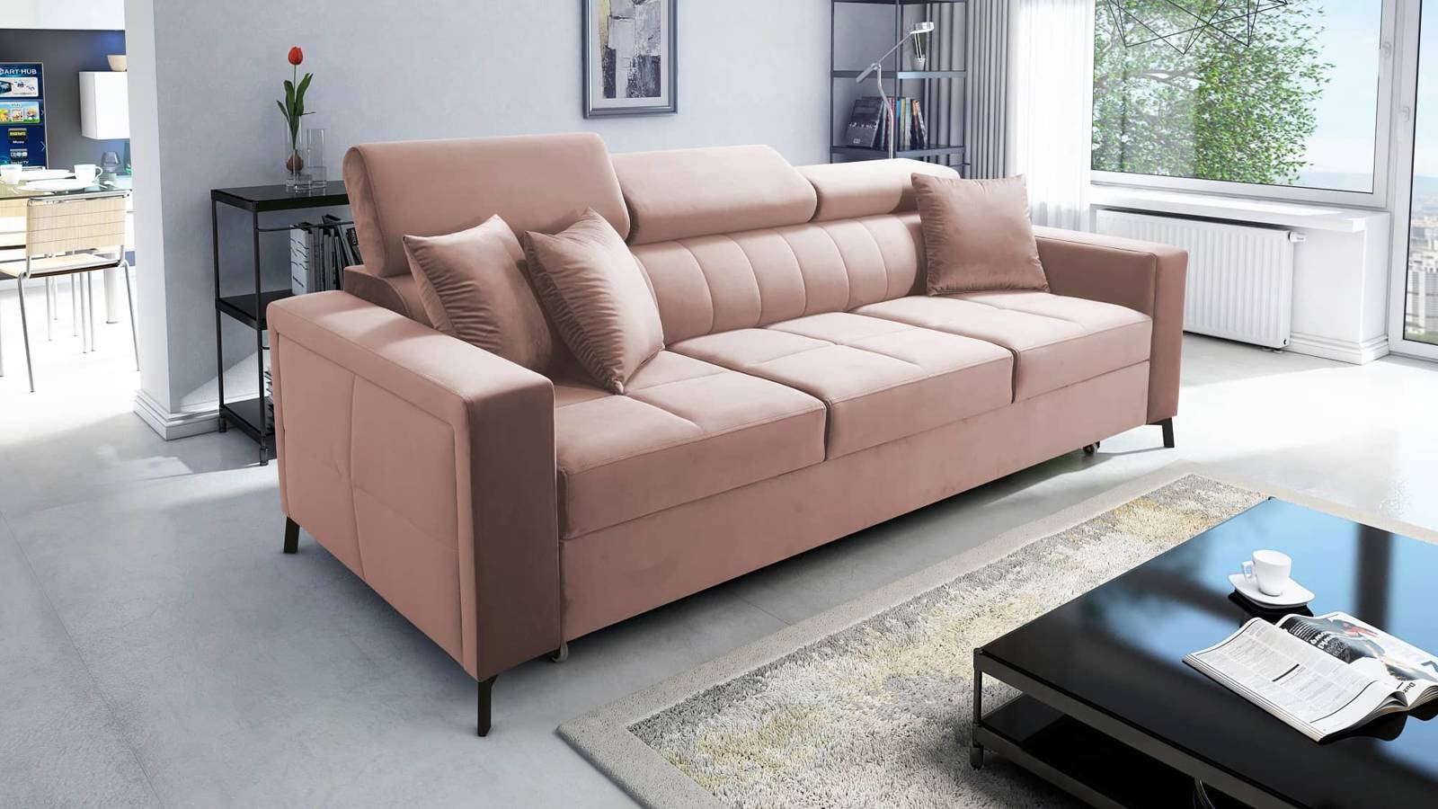 Nausa Sofa mit Schlaffunktion in grün