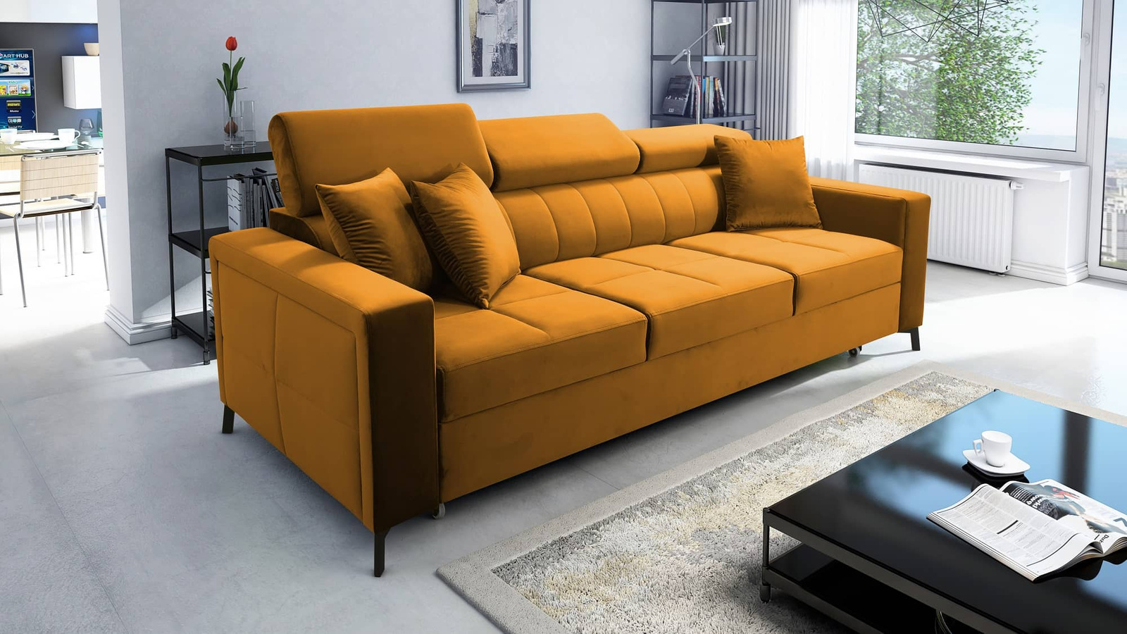 Nausa Sofa mit Schlaffunktion in grün