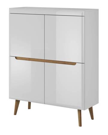 107 cm hohe Kommode Atka weiß / weiß glänzend / Eiche riviera modernes Möbeldesign Kommodenkanten mit speziellem ABS-Furnier versehen