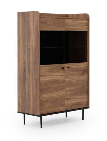 Apallo 90 cm breit Schrank in Eiche Brandy Castello Original massiv auf Metallbeinen Elemente der sicheren gehärtetem Glas gesetzt