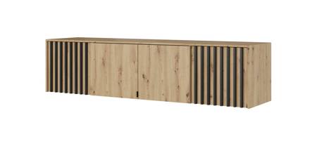 Aufsatz für Schrank Aspen 206 cm Eiche Artisan / Schwarze Lamellen funktionale Schrankerweiterung für Kleidung Schuhe und Accessoires