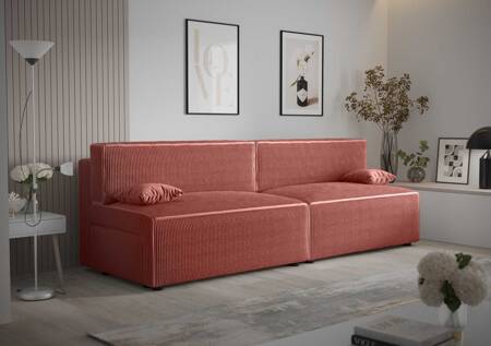 Brandon XL Schlafsofa Indian Pink modernes Design und breite Funktionalität dreidimensionalen Stoff mit ausdrucksstarken Streifen