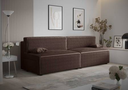 Brandon XL Schlafsofa braun modernes Design und breite Funktionalität dreidimensionalen Stoff mit ausdrucksstarken Streifen